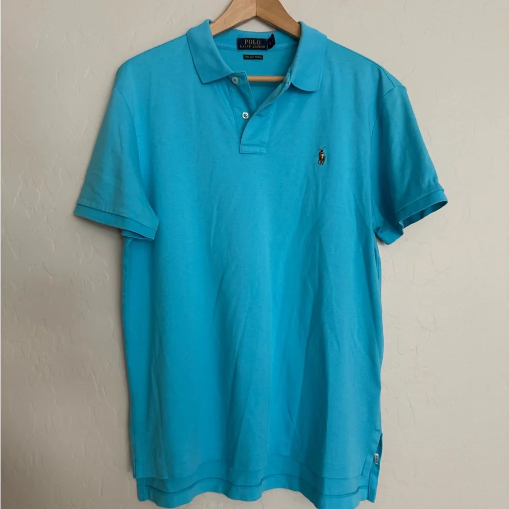 POLO Ralph Lauren Turquoise Polo Shirt Size Large Pima Cotton